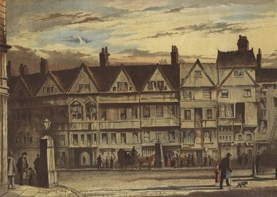 Vanhat talot, Holborn Bars (chromolitho) tekijältä Waldo Sargeant