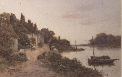 Kalastuspurit Cornish kylässä (akvarelli paperille) tekijältä Walker Stuart Lloyd