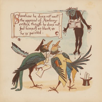 Walter Cranen kuvitus teokseen "Pothooks and Perseverance" (värilitografia). tekijältä Walter (after) Crane