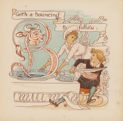Walter Cranen kuvitus teokseen "Pothooks and Perseverance" (värilitografia). tekijältä Walter (after) Crane