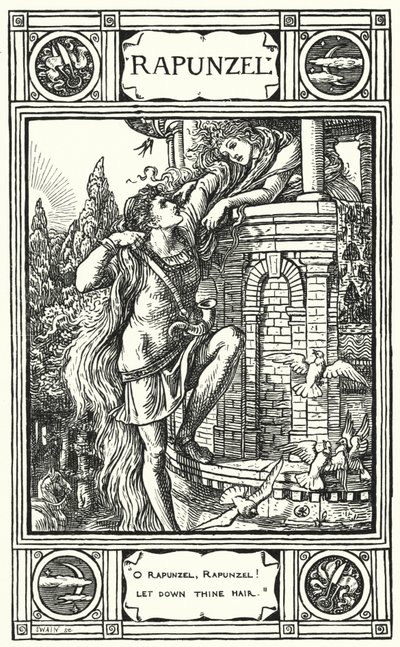 Rapunzel (kaiverrus) tekijältä Walter (after) Crane