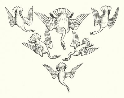 The Six Swans (kaiverrus) tekijältä Walter (after) Crane