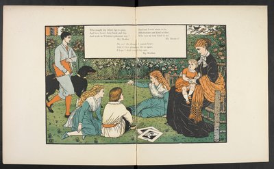 Perhe puutarhassa. tekijältä Walter Crane