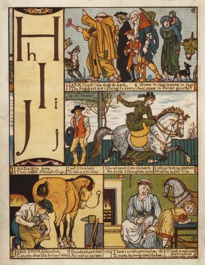 Aakkoset (väri litho) tekijältä Walter Crane