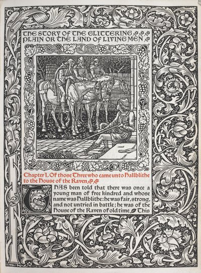 Luku I. Niistä kolmesta, jotka tulivat Hallblitheen Korpin taloon. tekijältä Walter Crane