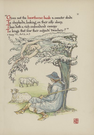Kukkia Shakespearen puutarhasta tekijältä Walter Crane