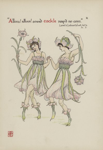 Kukkia Shakespearen puutarhasta tekijältä Walter Crane