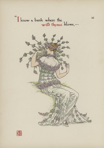 Kukkia Shakespearen puutarhasta tekijältä Walter Crane