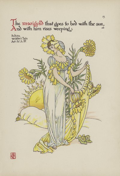 Kukkia Shakespearen puutarhasta tekijältä Walter Crane