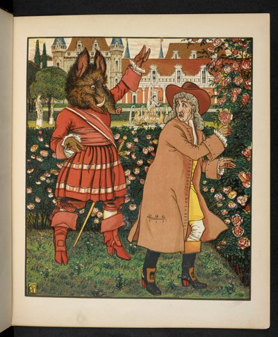 Kuvitus kaunotar ja hirviö. tekijältä Walter Crane