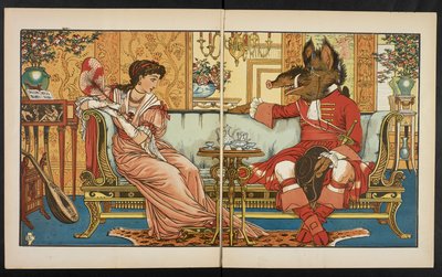 Kuvitus kaunotar ja hirviö. tekijältä Walter Crane