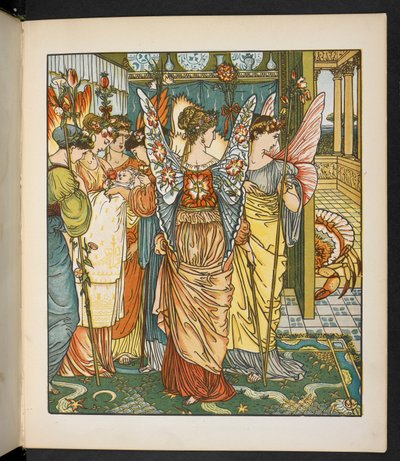 Kuvitus hindille puussa. tekijältä Walter Crane