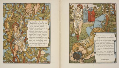 Kuvitus tarinalle "Jack and the Beanstalk". tekijältä Walter Crane