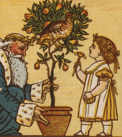 Pelto päärynäpuussa (väri litho) tekijältä Walter Crane