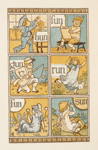 Riimittäviä sanoja, jotka päättyvät kirjaimeen N. Kultainen aluke. tekijältä Walter Crane