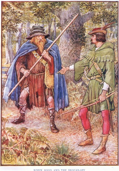 Robin Hood ja kerjäläinen, n. 1920 tekijältä Walter Crane