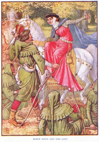 Robin Hood ja nainen, n. 1920 tekijältä Walter Crane