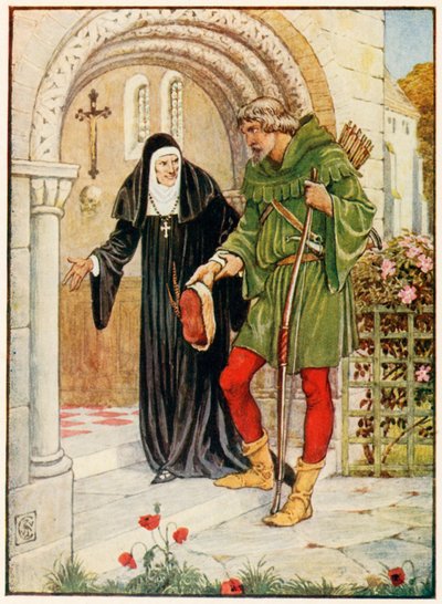 Robin Hood tulossa Kirklees Halliin tekijältä Walter Crane