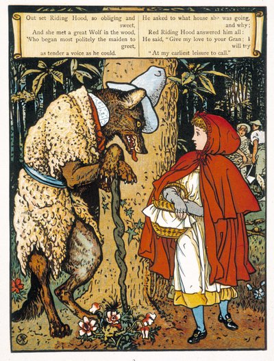 Punahilkka (kohtaaminen suden kanssa) - kirjoittanut John Lane, Walter Crane