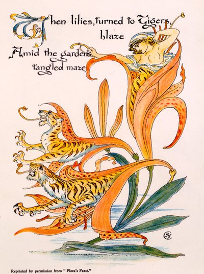 Tiger Lilies, kuvitus Walter Cranen "Flora