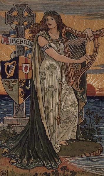 United Ireland, kalenteri vuodelle 1897, tehty Royal Ulster Worksille, Belfast tekijältä Walter Crane
