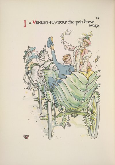 Venuksen kärpäsansa. Pari matkustaa hevosella ja vaunuissa tekijältä Walter Crane