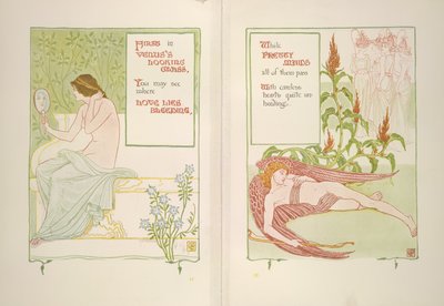 Venuksen näköinen lasi ja piikoja tekijältä Walter Crane