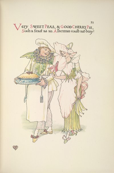 Erittäin makeita herneitä ja hyvää kirsikkapiirakkaa, sellaista juhlaa, jota saarnamies ei voisi kieltää! tekijältä Walter Crane