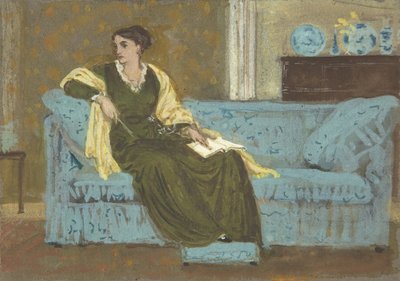 Nainen istuu sohvalla, 1865-1915. tekijältä Walter Crane