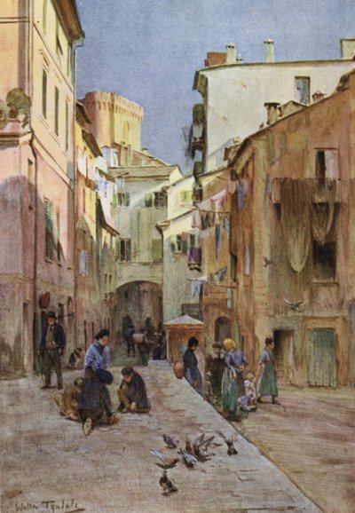 La Piazza, Sestri Levante (väri litho) tekijältä Walter Frederick Roofe Tyndale