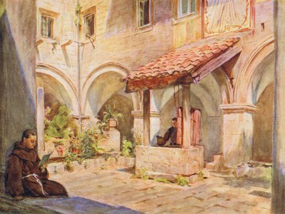 San Francescon ylempi luostari, Ragusa (värilitografia). tekijältä Walter Frederick Roofe Tyndale