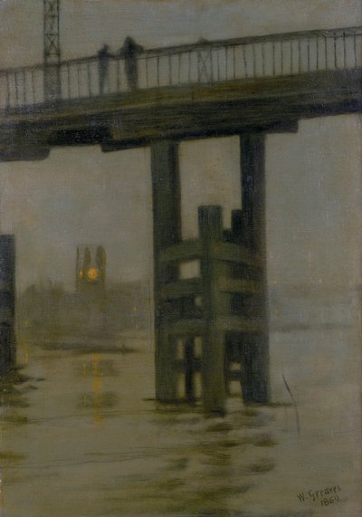 Battersea Bridge - Misty Moonlight, 1870-luvun loppu. tekijältä Walter Greaves