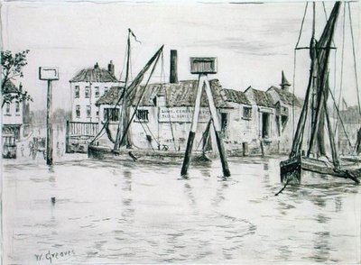 Chelsea Dock (muste paperille) tekijältä Walter Greaves