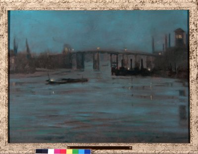 Nocturne, Battersea Old Bridge, Lontoo (öljy kankaalle) tekijältä Walter Greaves