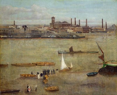 Plumbagon tehdas, Battersea (öljy kankaalle) tekijältä Walter Greaves