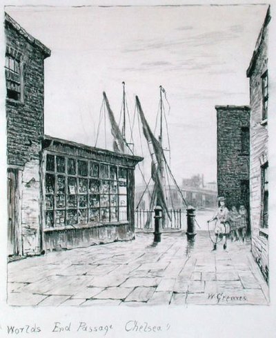 Worlds End Passage, Chelsea (muste paperille) tekijältä Walter Greaves