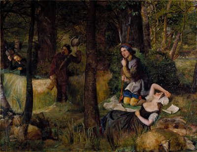Kohtaus William Shakespearen "As You Like It" -kappaleesta tekijältä Walter Howell Deverell