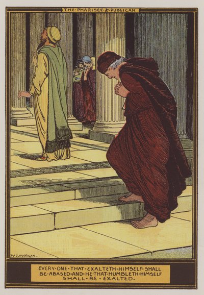 Fariseus ja publikaani (väri litho) tekijältä Walter Jenks Morgan