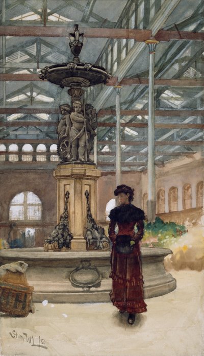 Vanha kauppahalli ja suihkulähde, Birmingham, 1880 tekijältä Walter Langley