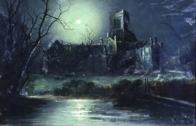 Moonlightin Kirkstall Abbey (öljy kankaalle) tekijältä Walter Linsley Meegan