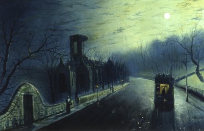 Moonlightin Kirkstall Abbey (öljy kankaalle) tekijältä Walter Linsley Meegan
