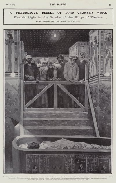 Sähkövalo Theban kuninkaiden haudoissa (litho) tekijältä Walter Paget