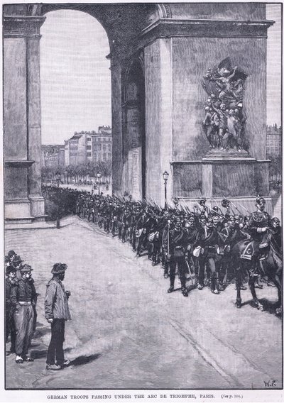 Saksalaiset joukot kulkevat Riemukaaren alta 1871 jKr tekijältä Walter Paget