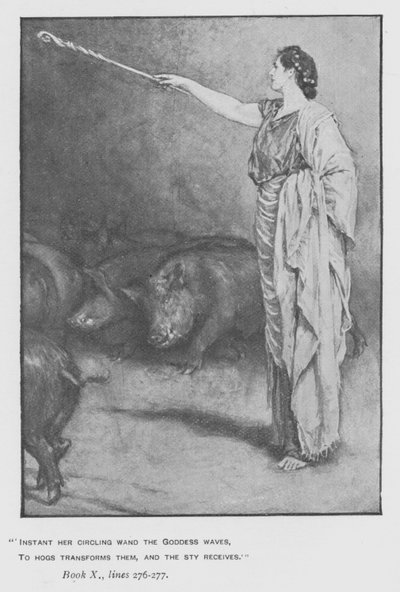 Kuvitus paavin Odysseiaan Homeruksesta (litho) tekijältä Walter Paget