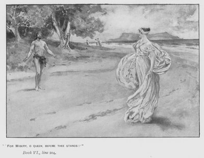Kuvitus paavin Odysseiaan Homeruksesta (litho) tekijältä Walter Paget