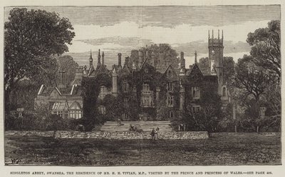 Singleton Abbey, Swansea, kansanedustaja H H Vivianin asuinpaikka, Walesin prinssi ja prinsessa vierailevat tekijältä Walter Paget