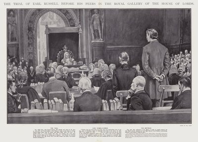 Earl Russellin oikeudenkäynti hänen ikätovereidensa edessä Westminsterin kuninkaallisessa galleriassa (litho) tekijältä Walter Paget