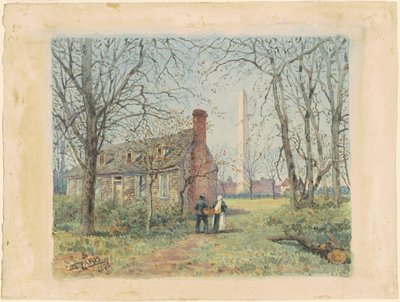 David Burnsin mökki ja Washingtonin monumentti tekijältä Walter Paris