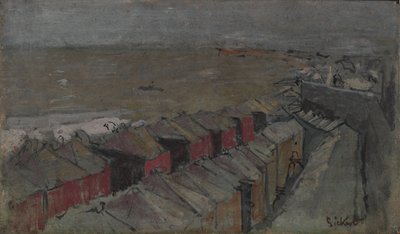Uimamajat, Dieppe, n. 1890 (öljy paneelille) tekijältä Walter Richard Sickert