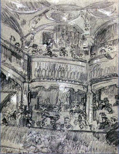 La Gaite Montparnasse, n. 1907 (liitu paperille) tekijältä Walter Richard Sickert